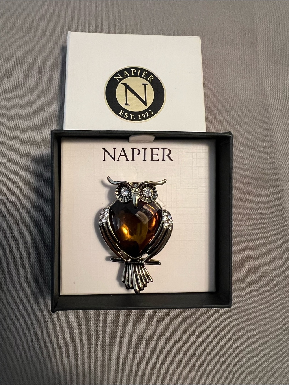Vintage Napier Owl Brooch Pin - New in Box